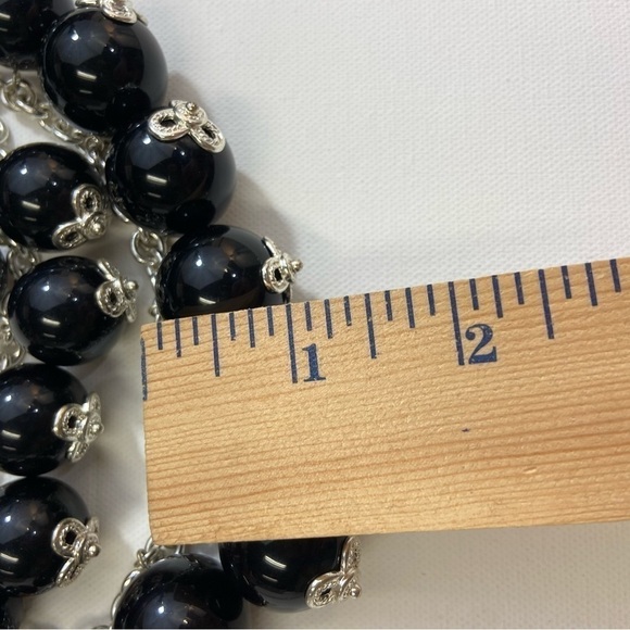 Talbots Black Large Beaded Chunky Statement Necklace - Picture 8 of 9